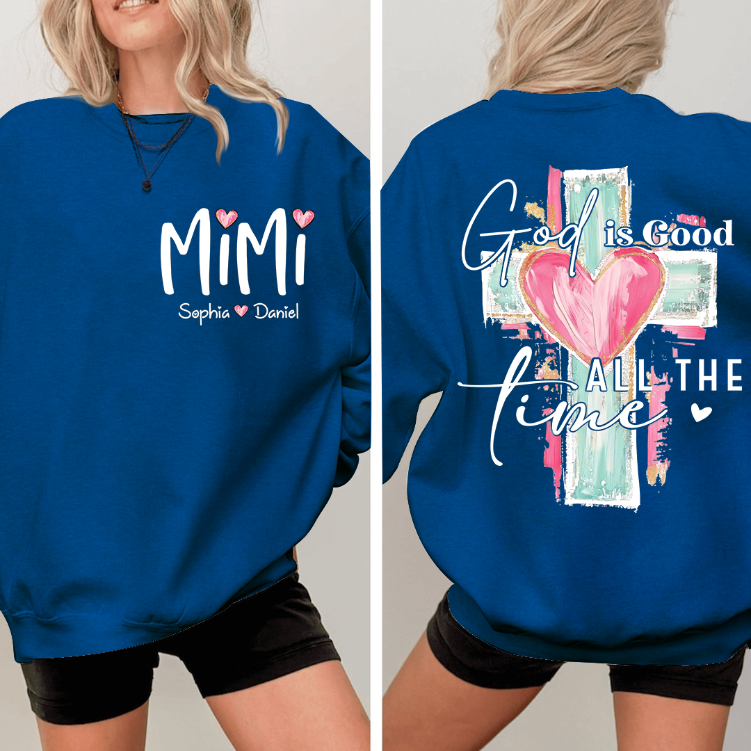 Custom Hand Drawn Cross Sweatshirt, Gift for Mimi And Grandchild