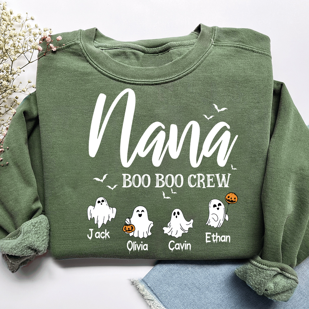 Custom Halloween Grandma, Nana Boo Crew Sweatshirt, Custom Gifts for Gigi and Kids