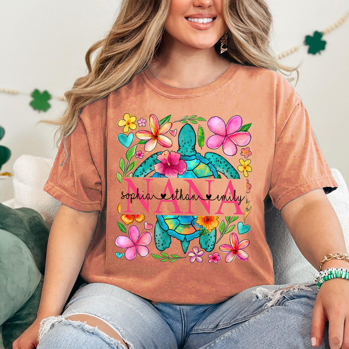 Comfort Colors® Nana Turtle Summer Flower And Grandkids 2025 Shirt