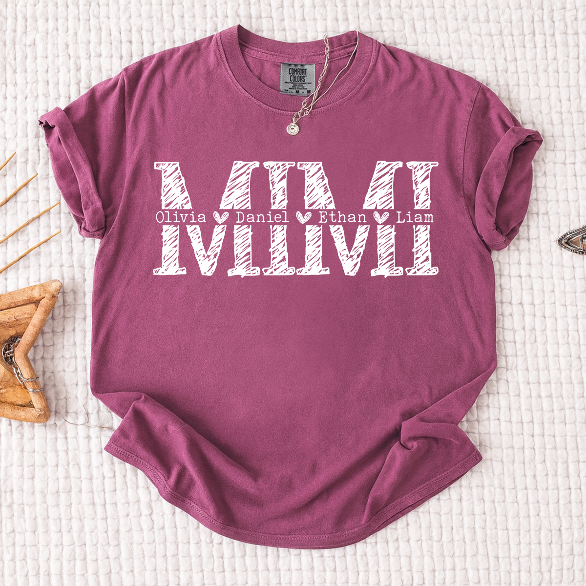 Comfort Colors Personalized Mimi Shirt, Custom T Shirt with Kids Names, Mimi Design for Grandmother, Perfect Gift for Mother's Day