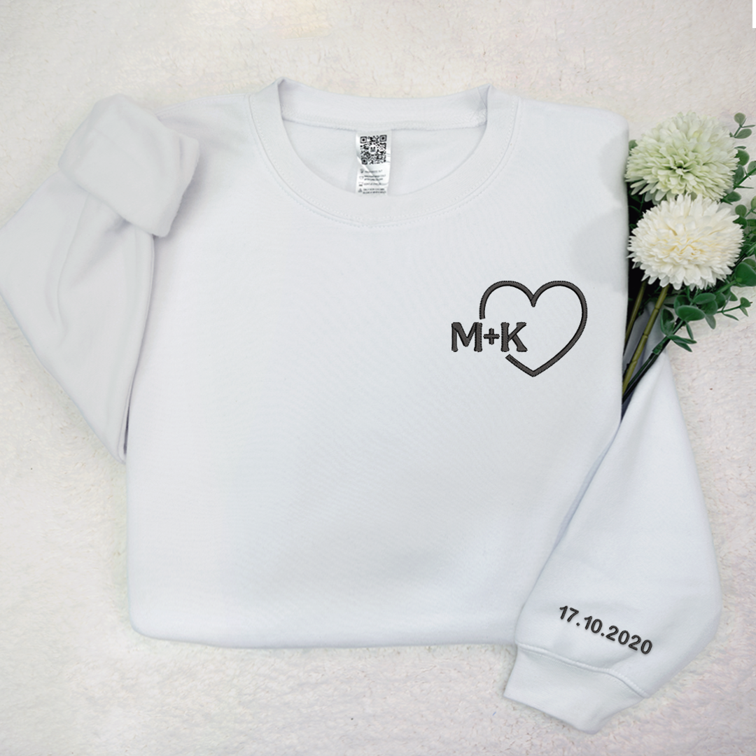 Personalised Embroidered Couples Gift, Couple Matching Personalised Sweatshirt TH