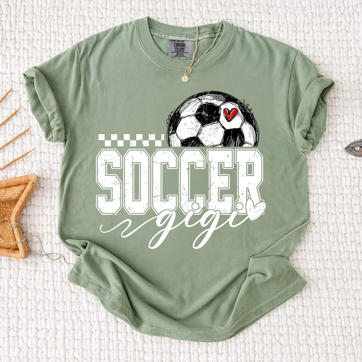 Comfort Colors® Personalized Gigi Soccer Tee, Custom Soccer Gigi For Gift Family