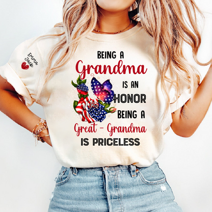 Being a Grandma is an Honor, Being a Great-Grandma is Priceless, Patriotic Grandma And Kids Gift