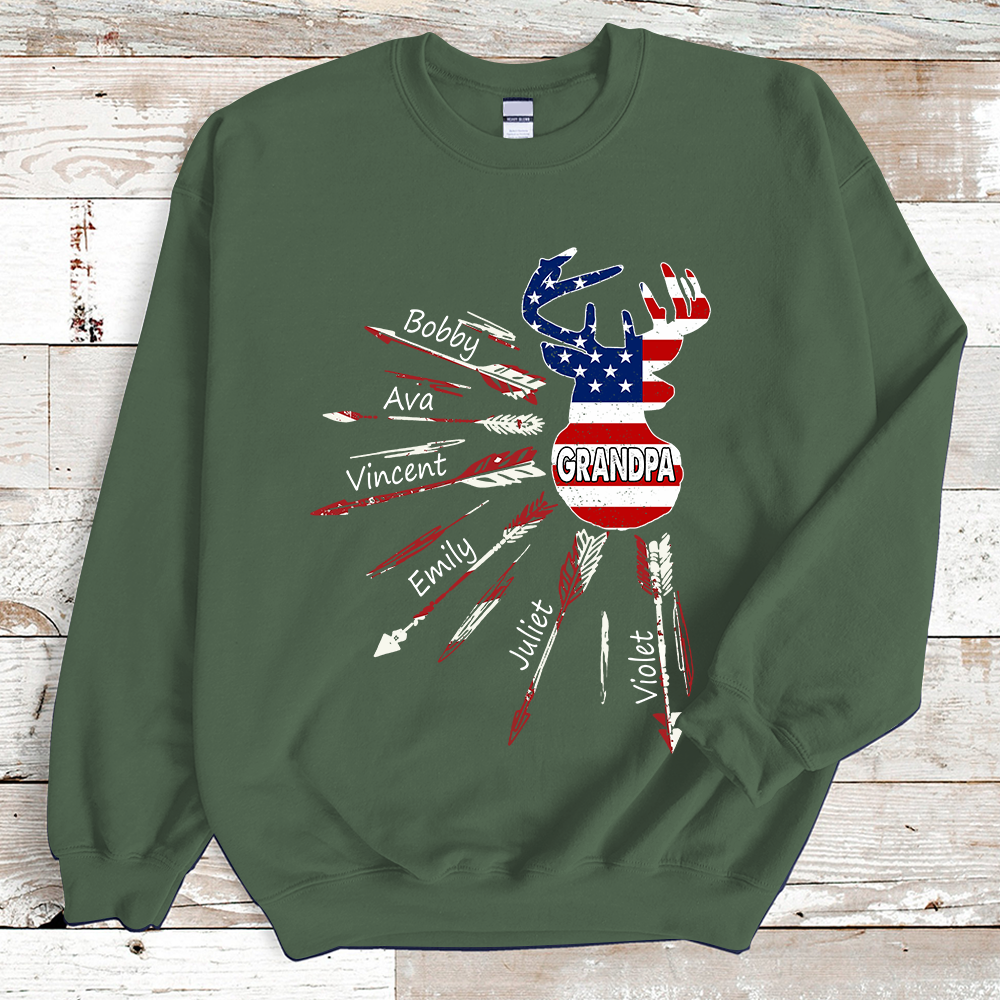 Papa with grandkids USA arrow deer hunting Sweatshirt