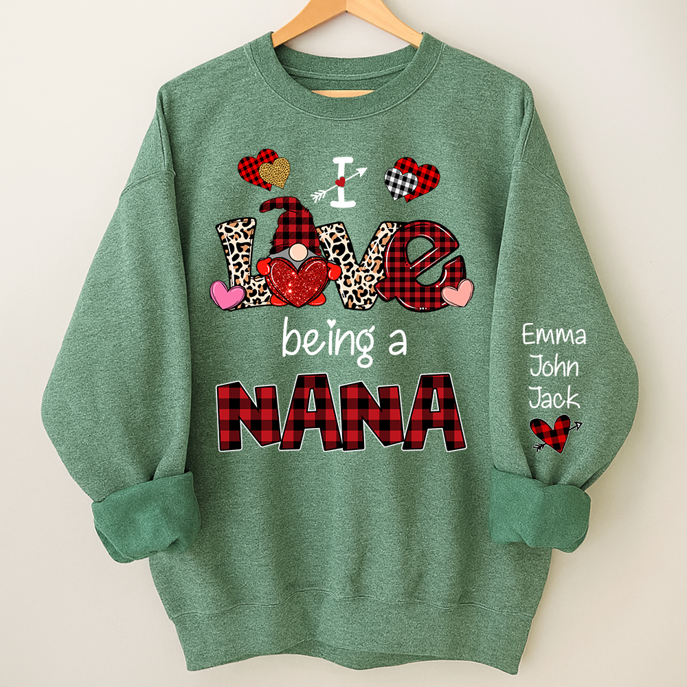 I Love Being A Nana Sweatshirt – Personalized Nana Shirt With Grandkids Names