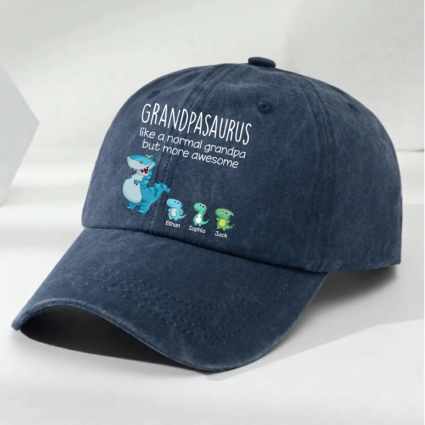 Grandpasaurus Dinosaur Hat for Grandpa, Funny Grandpa Cap with Cute Dino Family Design, Personalized Fathers Day Birthday Gift for Grandfather Dad Men