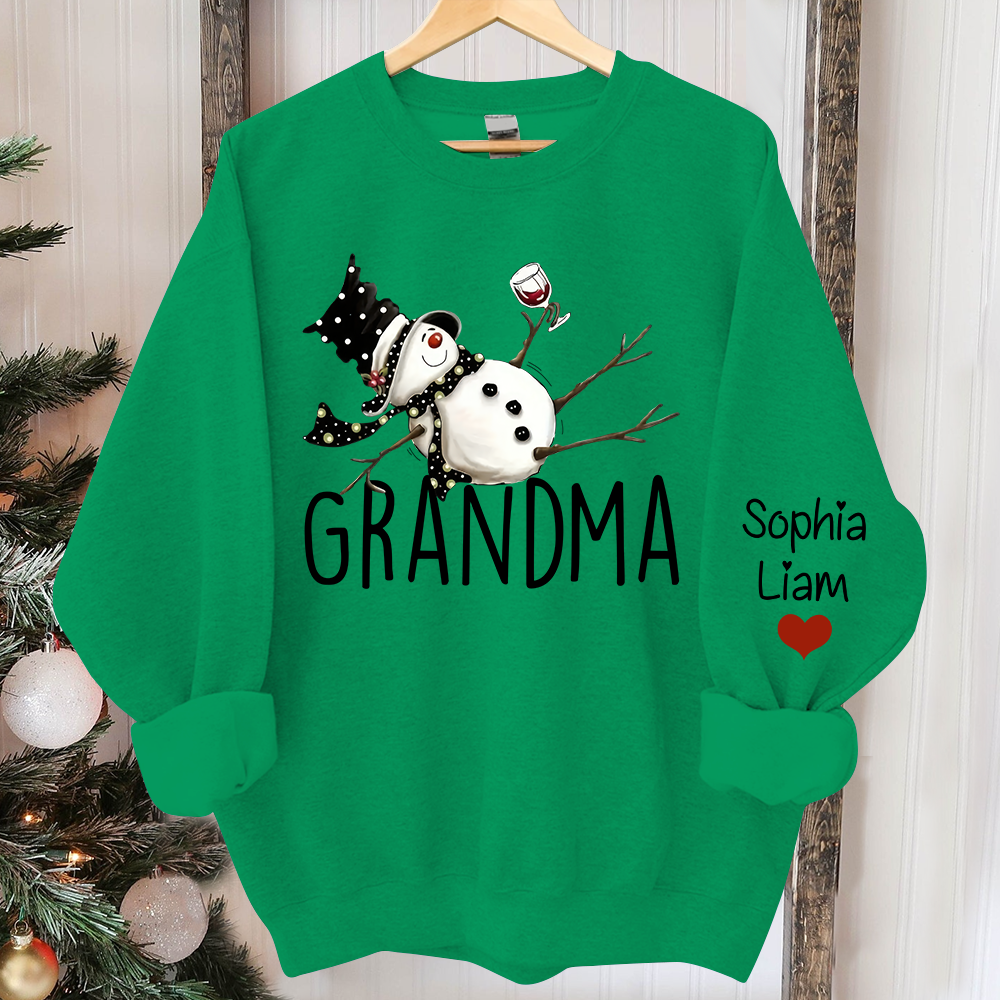 Custom Grandma Snowman And Kids Christmas Sweatshirt