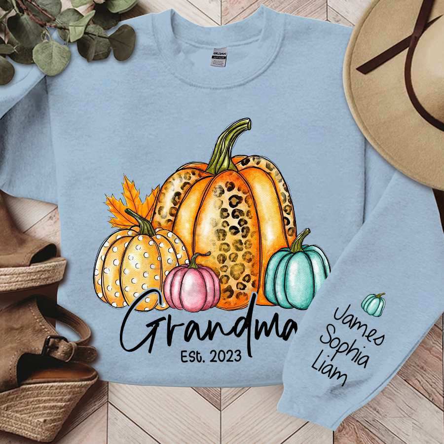 Fall Autumn Sweatshirt, Grandma Est With Grandkids Autumn, Grandma Gift TH