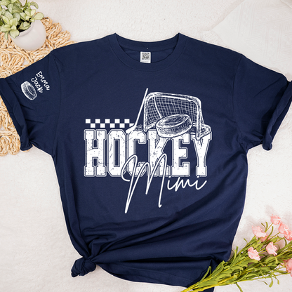 Custom Hockey Mimi T Shirt, Personalized Family Names with Hockey Design