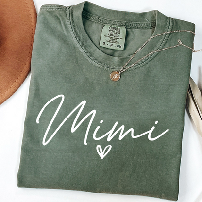 Personalized Women's Tee with Heart, For Gift Mimi And Kids Gift Idea