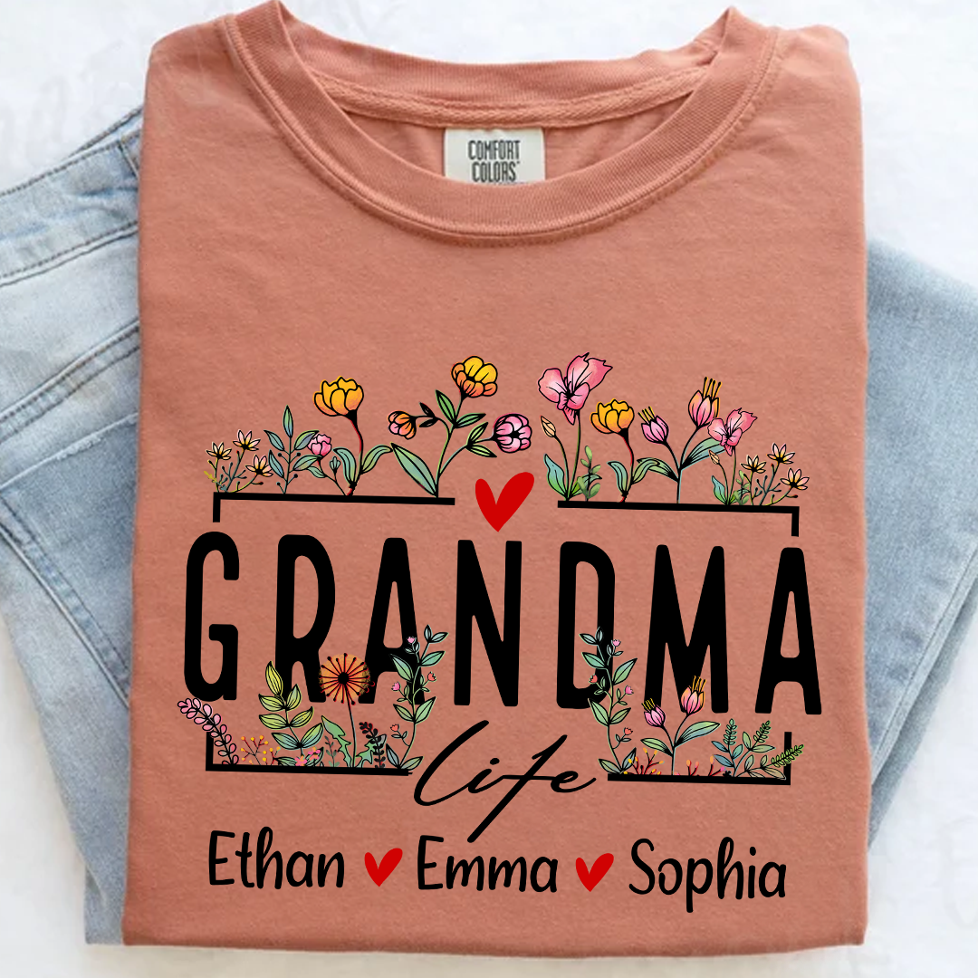 Comfort Colors® Grandma Life Wildflower And Kids T-Shirt, Gift For Grandma T-Shirt