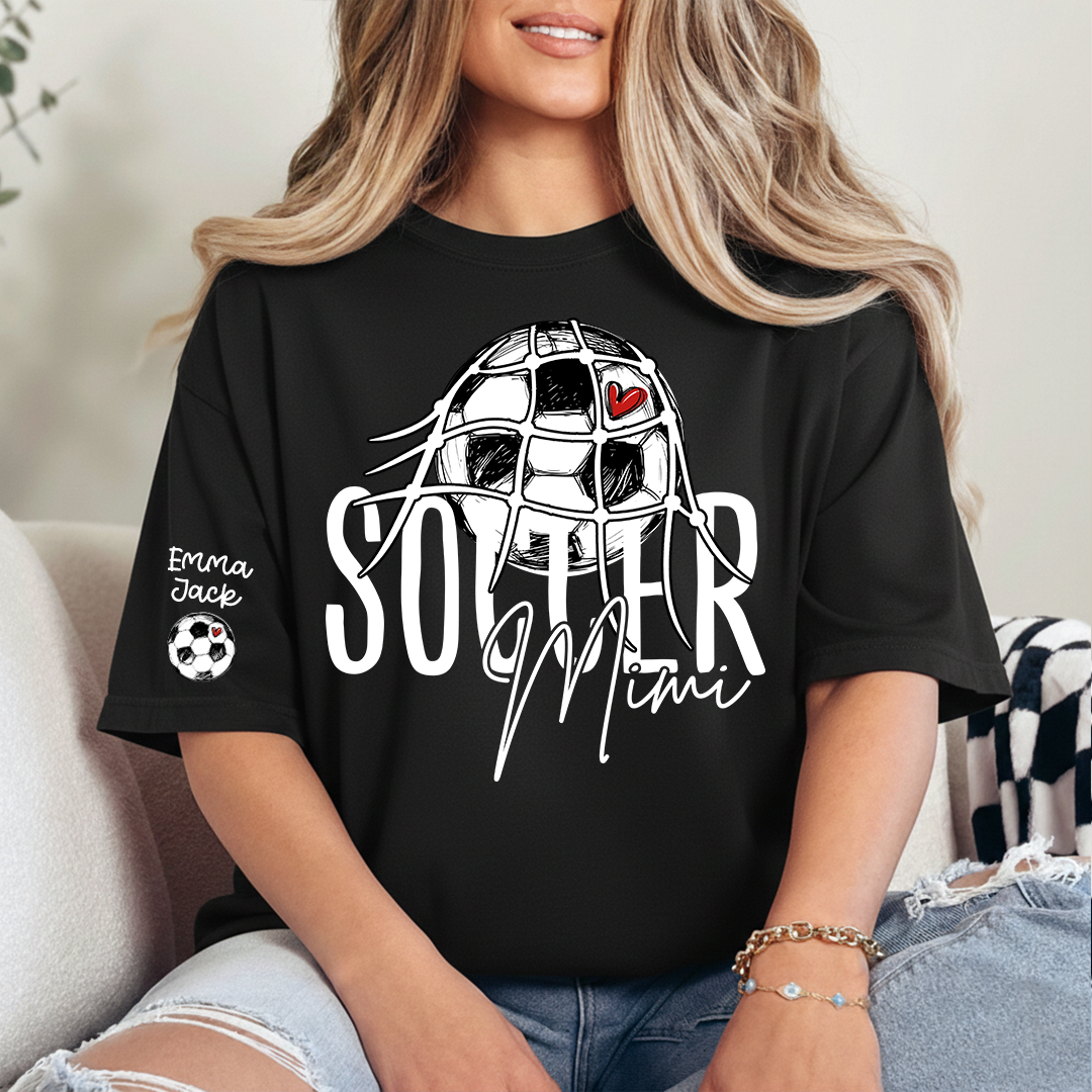 Personalized Soccer Mimi Shirt, Soccer Ball Family Names Tee