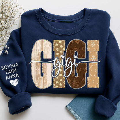 Autumn Floral Bible Sweatshirt with Flowers, Custom Nicknames for Grandma and Kids