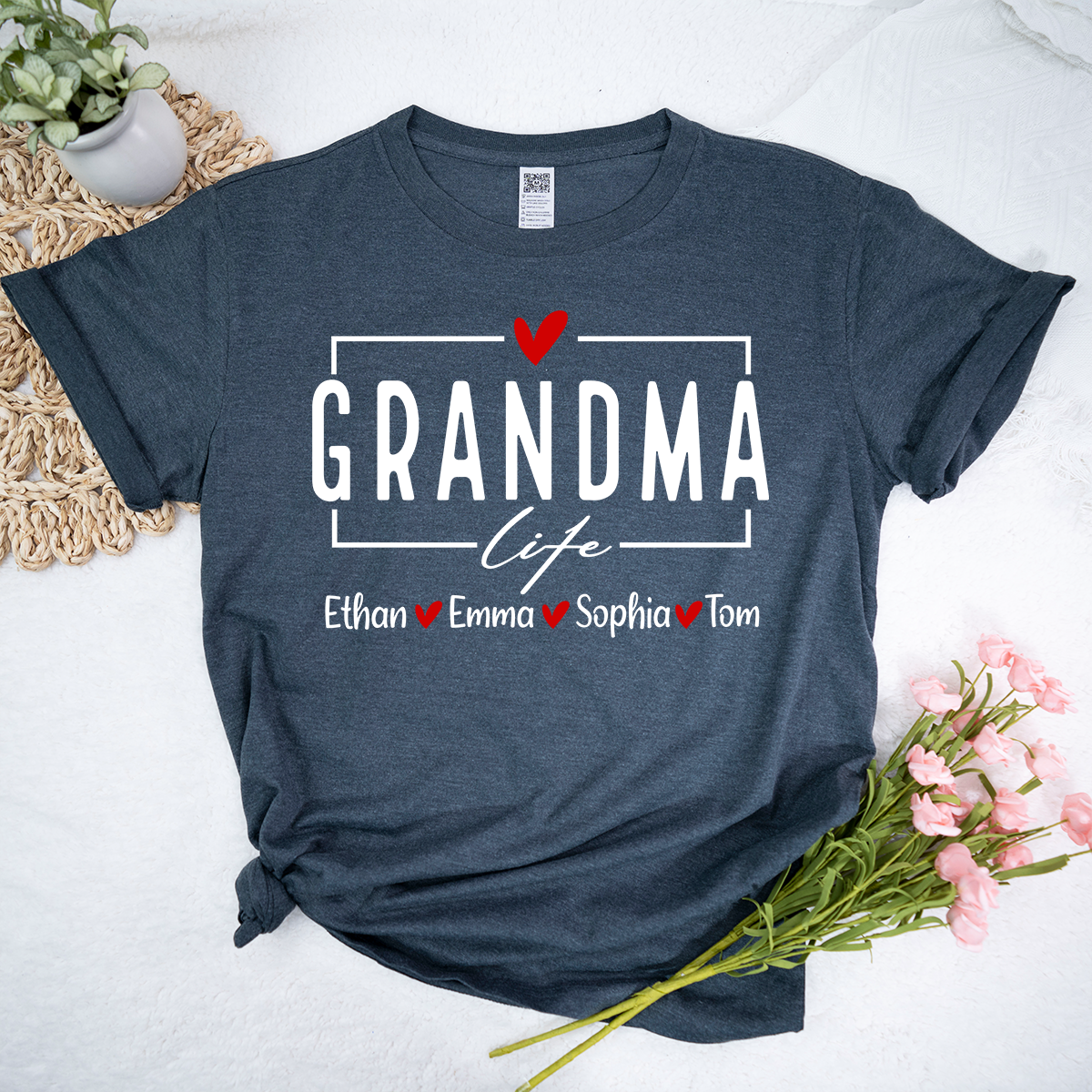 Grandma Life Shirt, Personalized Grandma T-Shirt with Kids' Names, Custom Family Apparel, Sentimental Gift for Grandmother