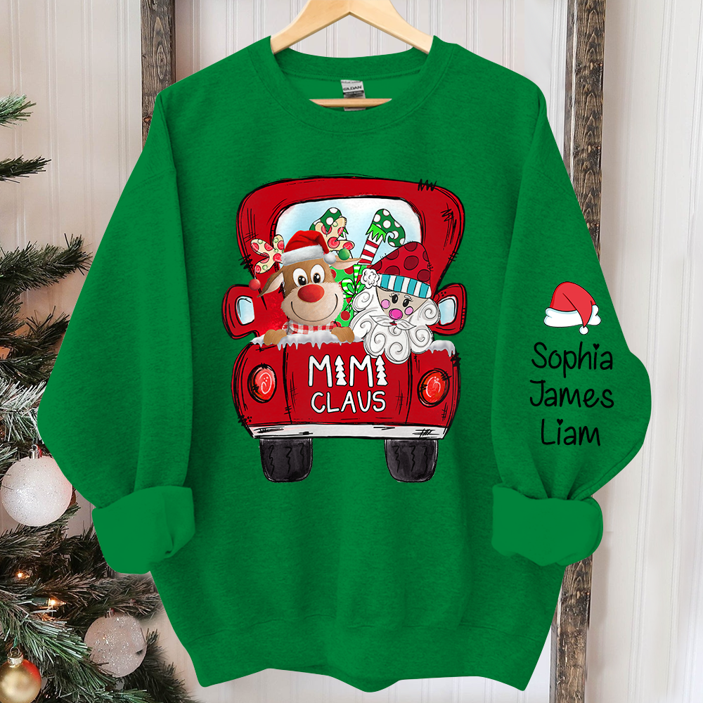 Personalized Mimi Claus Sweatshirt, Custom Grandma With Grandkids Name Xmas Sweatshirt