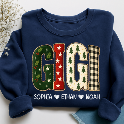 Cozy Xmas Gigi Design Grandma Sweatshirt, Gift for Grandma and Kids