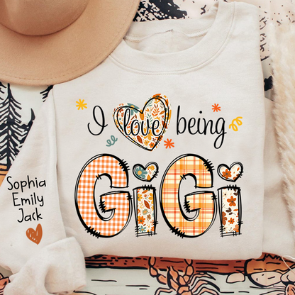 Personalized Autumn I Love Being Sweatshirt for Grandma And Kids