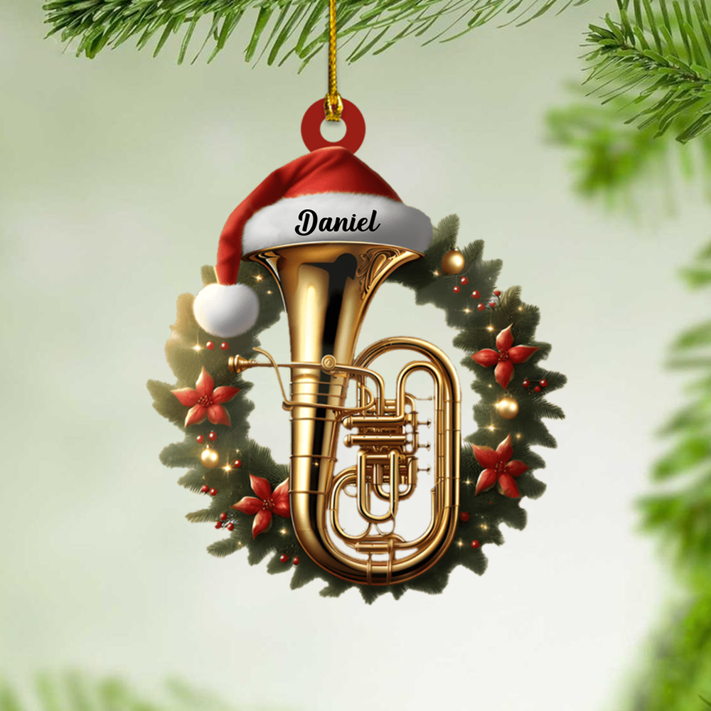 Personalized Tuba Ornament – Custom Name Brass Instrument Christmas Decoration for Musicians Ornament