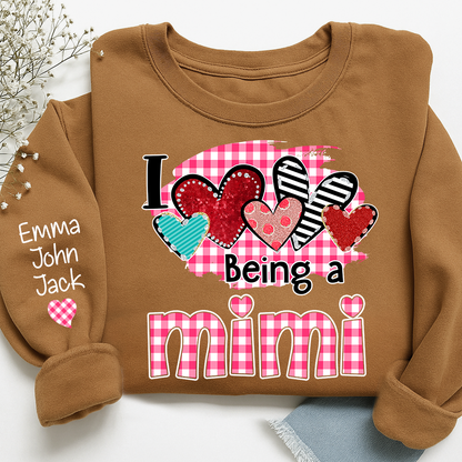 Valentine Mimi Crewneck Sweatshirt, Cute Heart Family Love Design, For Gift Grandma And Kids