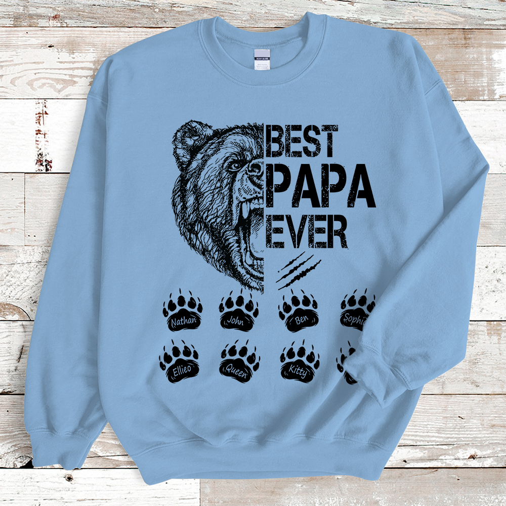 Best Papa Ever, Bear Art Personalized Sweatshirt