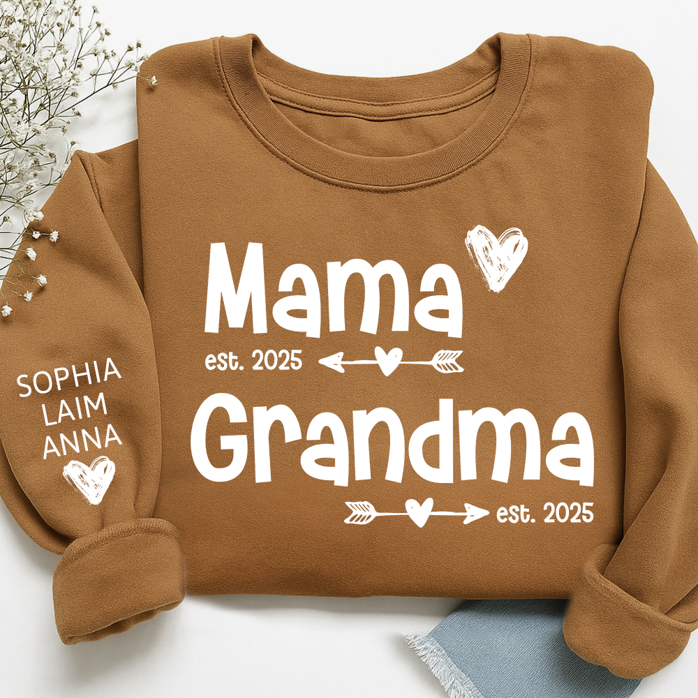 Personalized Mama Grandma Sweatshirt, Custom Est. 2025 Family Name Gift Shirt