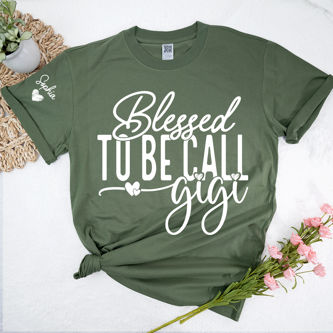 Custom Name Blessed To Be Call Gigi TShirt, Cozy Gift For Grandma And Her Grandkids
