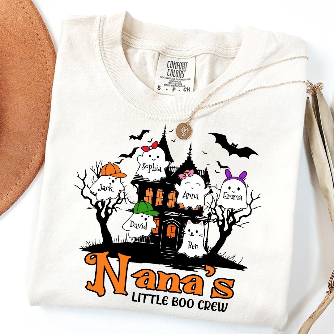 Comfort Colors® Personalized Grandma’s Little Boo Crew Halloween Sweatshirt With Grandkids Names