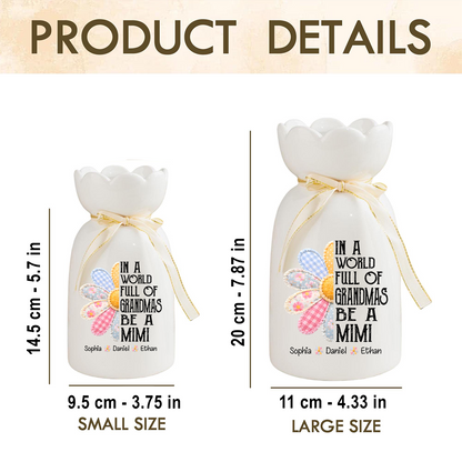 In a World Full of Grandmas Be a Mimi Flower Vase, Personalized Gift for Mimi with Grandkids' Names, Perfect for Mother's Day, Birthday