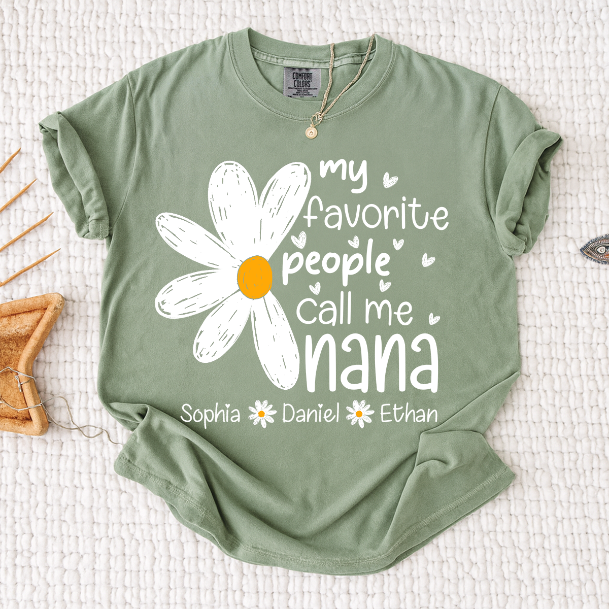 Comfort Colors® My Favorite People Call Me Nana Daisy T-shirt Grandma Gift with Kids' Names