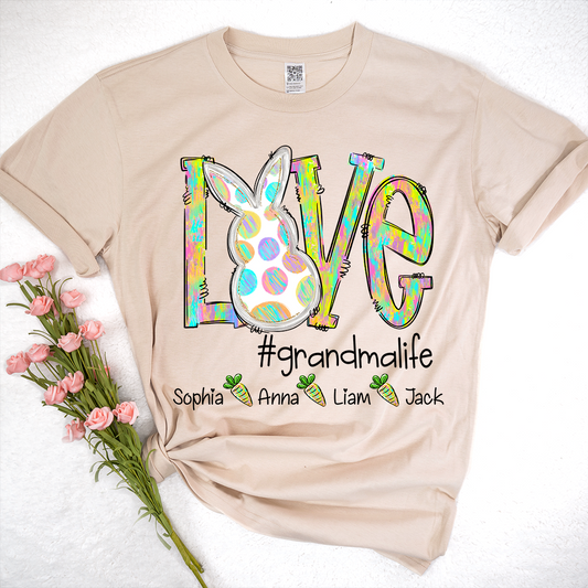 Love Grandma Life Rainbow Easter Egg Bunny And Kids Carrot LTP01