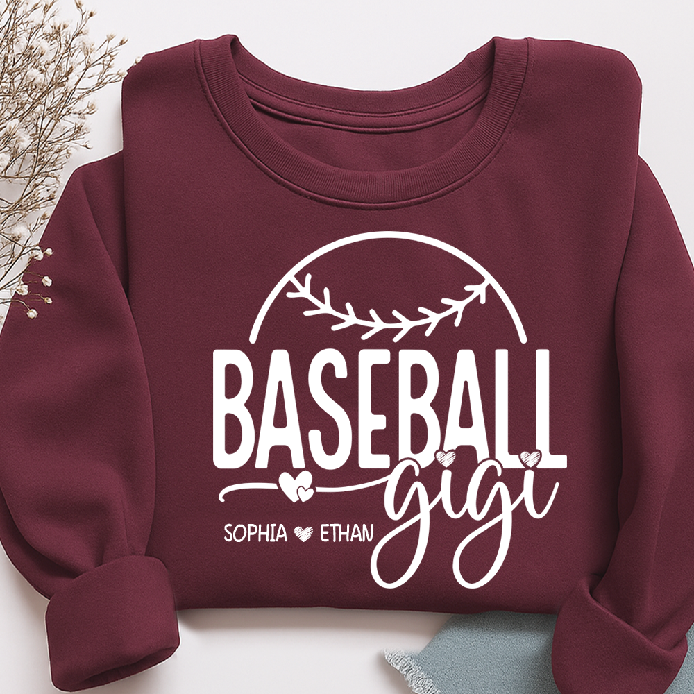 Personalized Baseball Gigi Sweatshirt, Custom Gift For Grandma And Kids