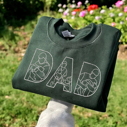 Custom Photo Portrait Embroidery Sweatshirt Gift For Dad And Mom Hoodie