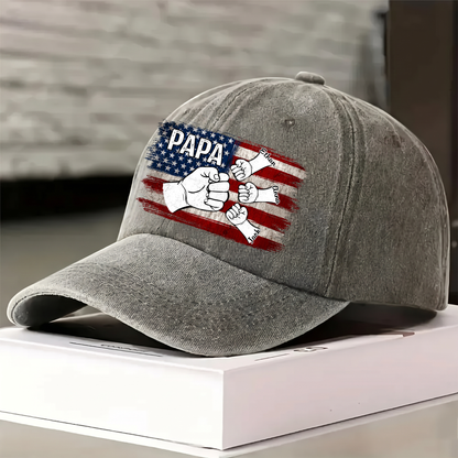 Papa Fist Bump Shirt with Kids Names – American Flag Custom