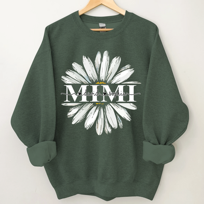 Mimi White Daisy Flower With Grandkids Sweatshirt