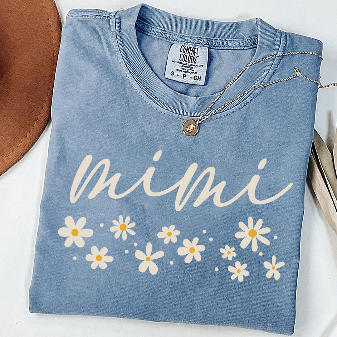 Comfort Colors® Floral Daisy T-Shirt, Custom Nicknames for Mimi And Kids