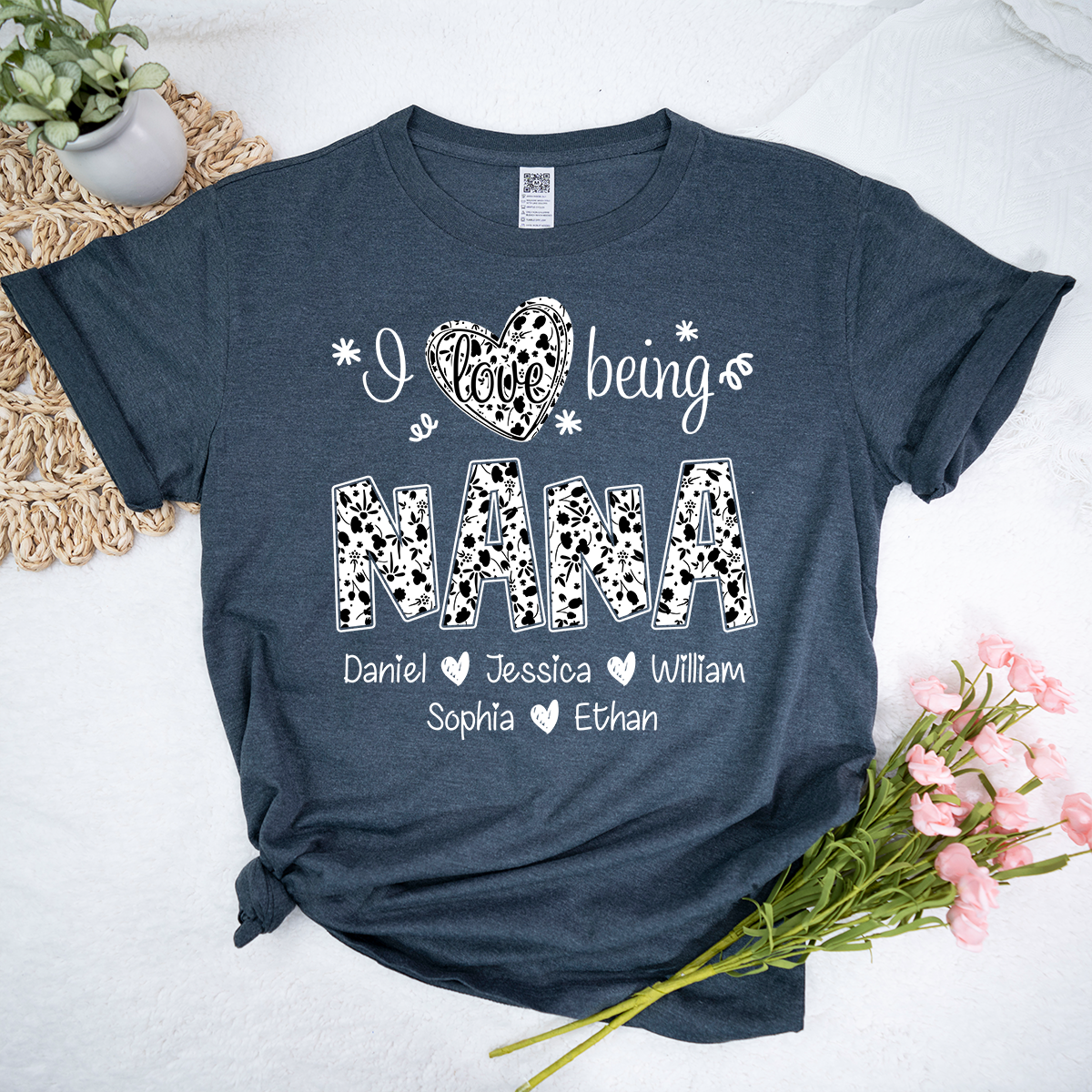 I Love Being Nana Shirt with Names, Floral Grandma Tee, Mother’s Day Gift for Nana