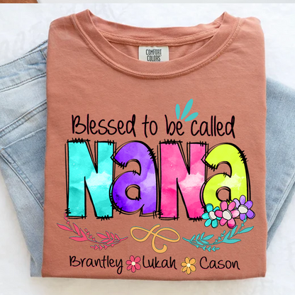 Comfort Colors® Personalize Blessed To Be Called Nana Shirt, Custom Grandma With Grandkids, Gift for Grandma Shirt