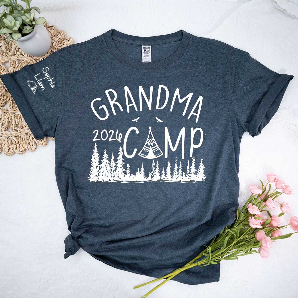 Grandma Camp 2026 T-Shirt, Custom Grandma Camping Shirt with Names, Cute Outdoor Family Vacation Tee for Grandma