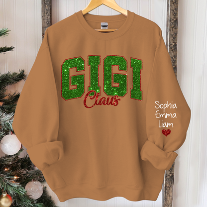 Glitter Gigi Claus Green Christmas And Kids 2014 Sweatshirt