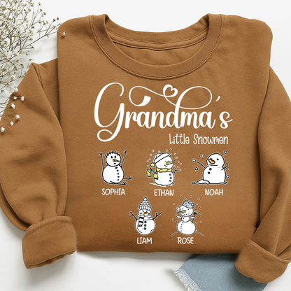 Merry Christmas Grandma Little Snowman Sweatshirt, Custom Gifts for Grandma and Grandchild