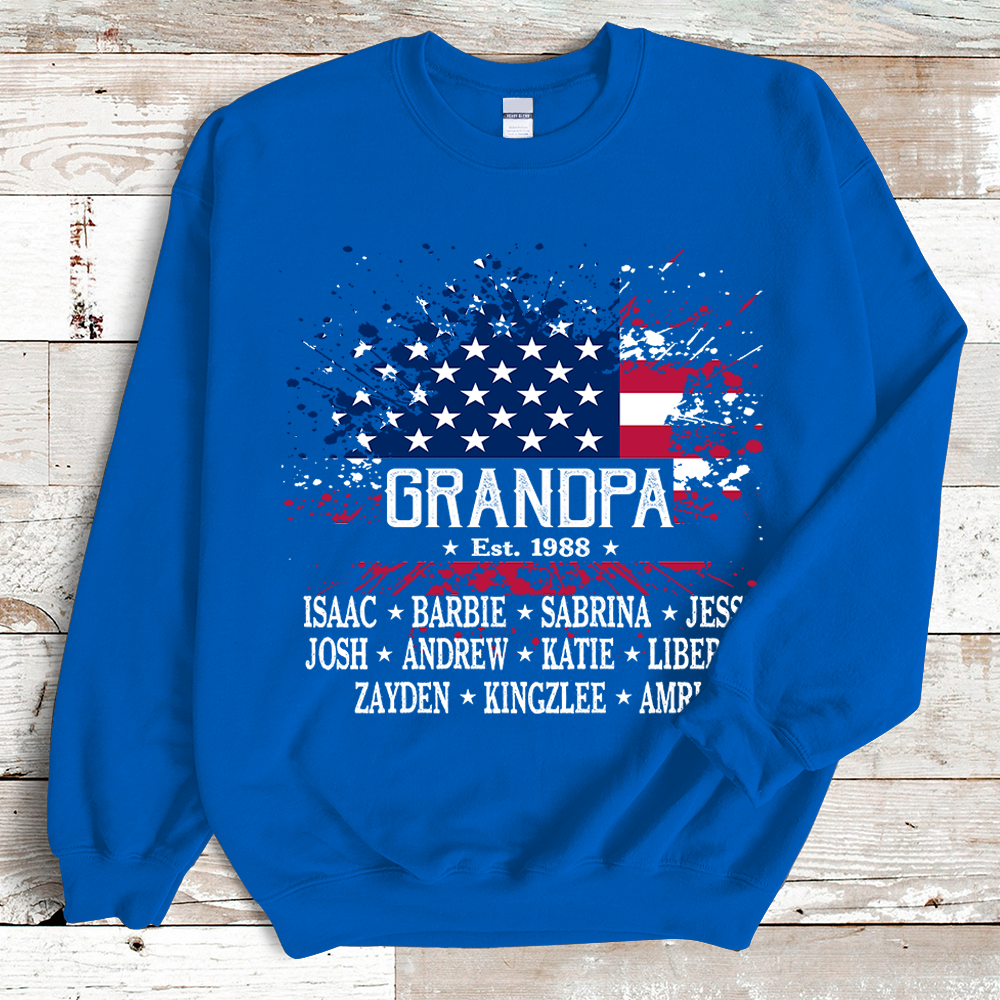 Grandpa Est Flag And Grandkids Sweatshirt