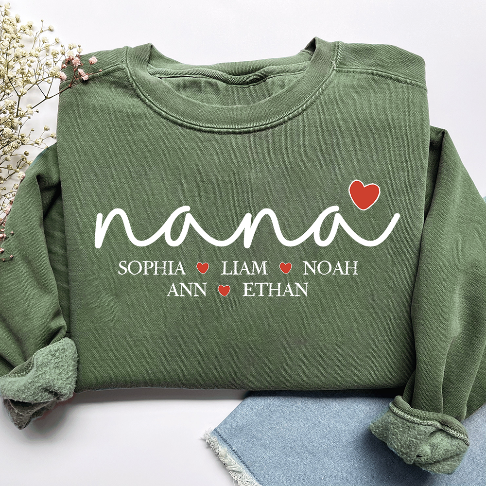 Custom Nana Heart Sweatshirt, Gift for Grandma And Kids