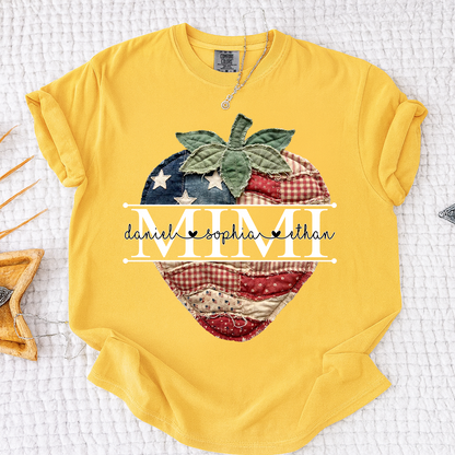 Comfort Colors® Custom Mimi Strawberry Shirt, Patriotic 4th of July Grandma Gift