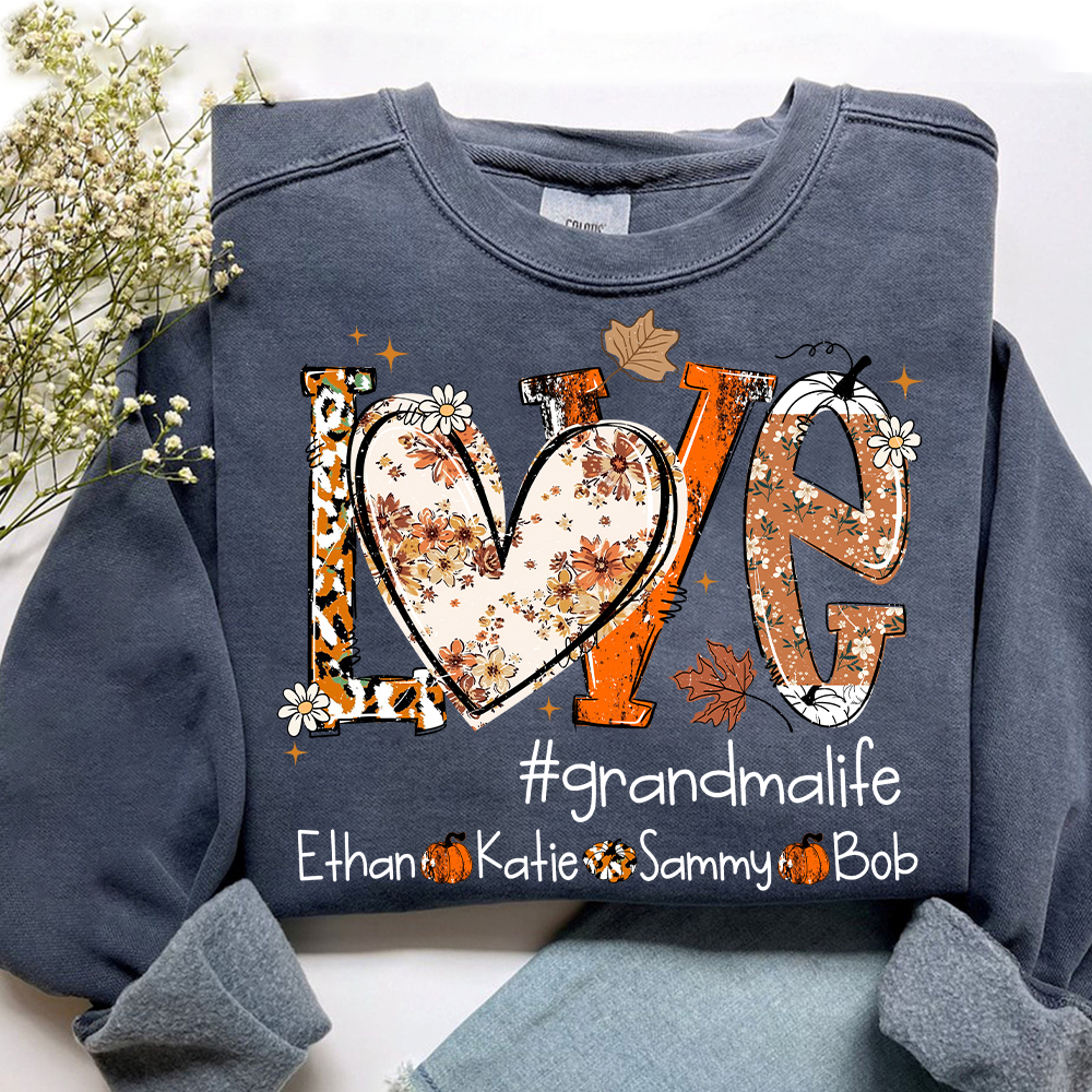 Custom Love Fall, Personalized Halloween for Grandma And Grandkids