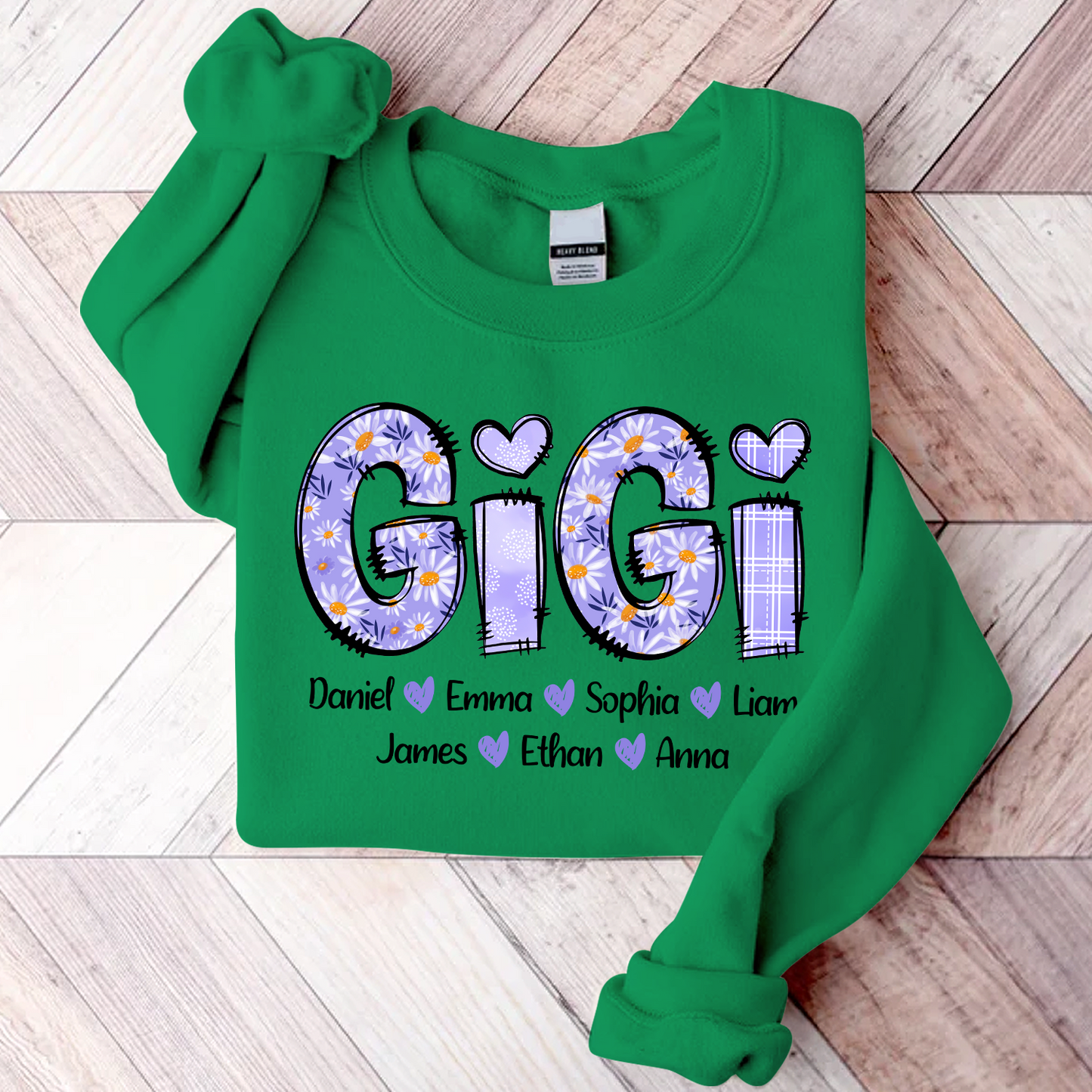 Custom Gigi Purple Daisy With Grandkids Sweatshirt