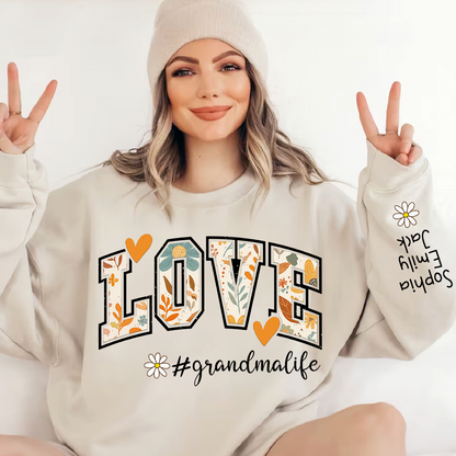 Customized Fall Grandma Life Pumpkin Sweatshirt, Personalized for Grandma And Kids