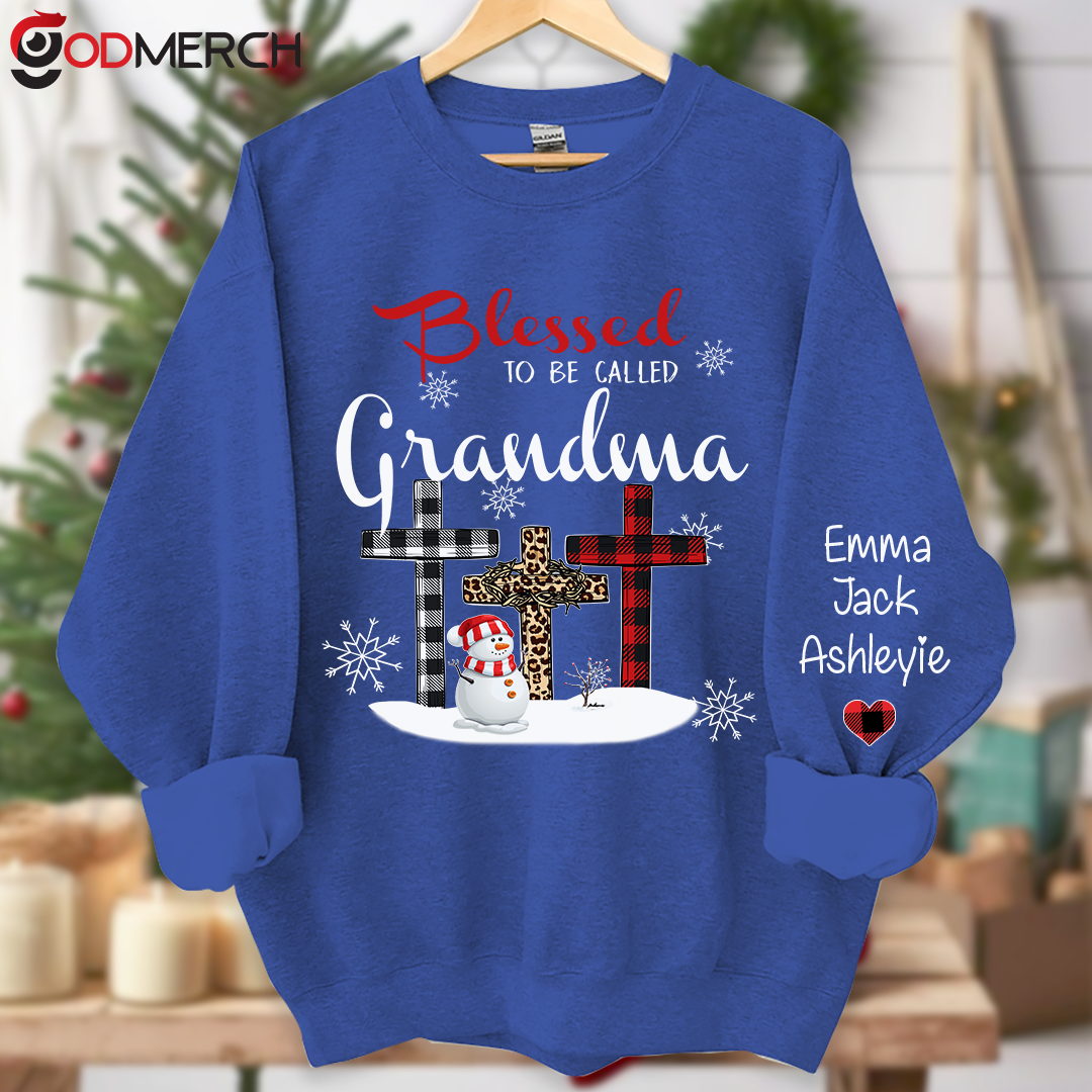 Blessed To Be Called Grandma Snowman Christmas Sweatshirt
