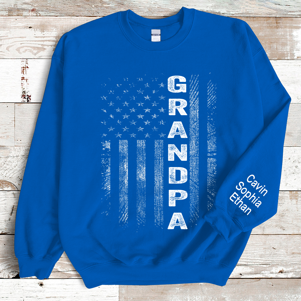 Custom Grandpa Flag With Grandkids Sweatshirt