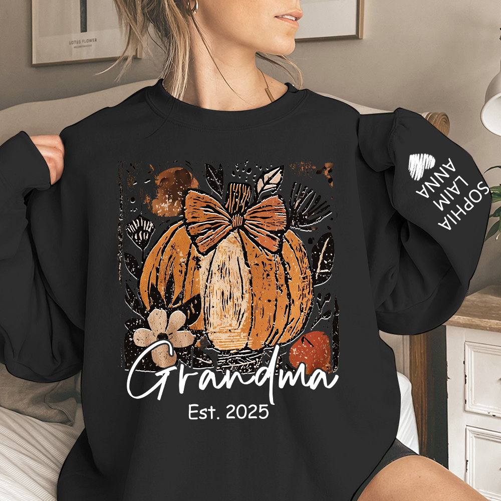Personalized Preppy Pumpkin Season Sweatshirt, Custom Nickname for Grandma and Kids