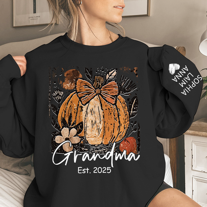 Personalized Preppy Pumpkin Season Sweatshirt, Custom Nickname for Grandma and Kids